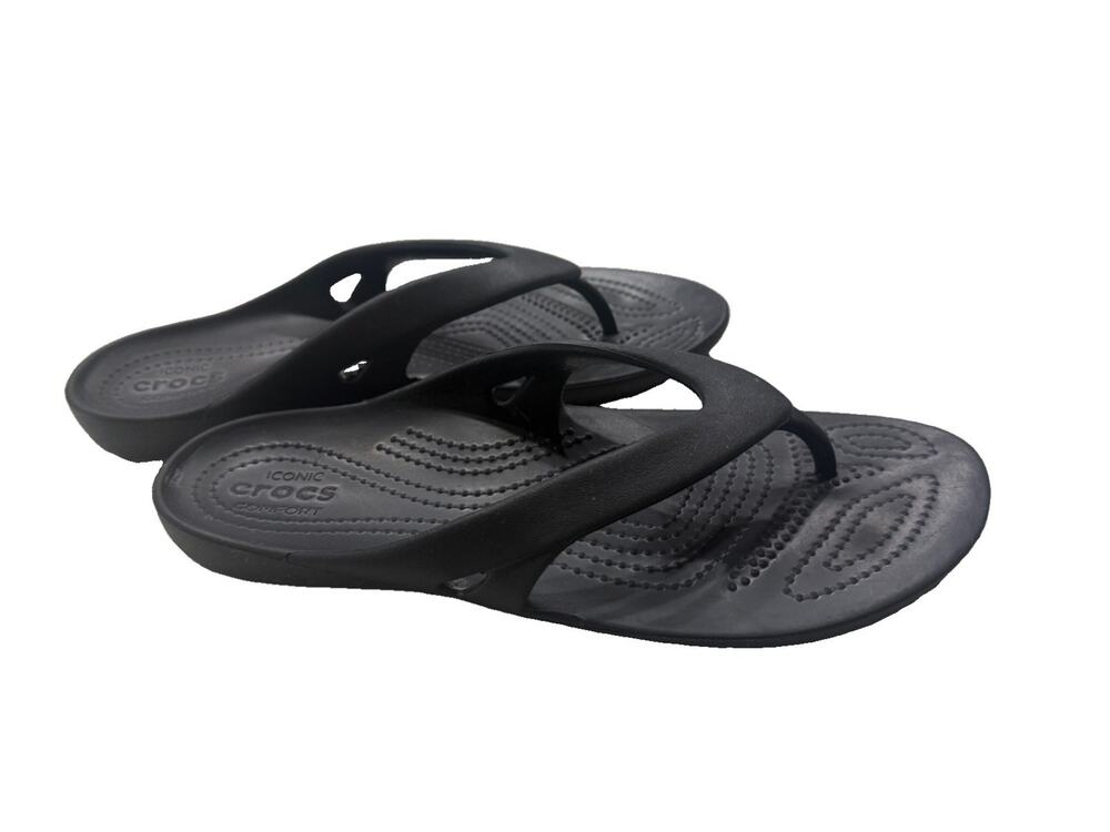 Crocs Kadee II Flip Flops Women’s Size 8 Black Comfort Sandals 202492
